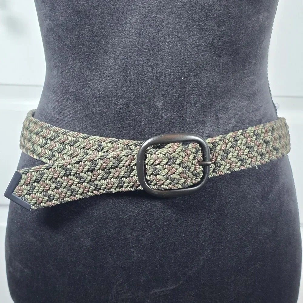 Unisex Black Green Purple Woven Braided Cabelas Adjustable Belt